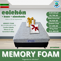 Colchón Memory Foam + Base